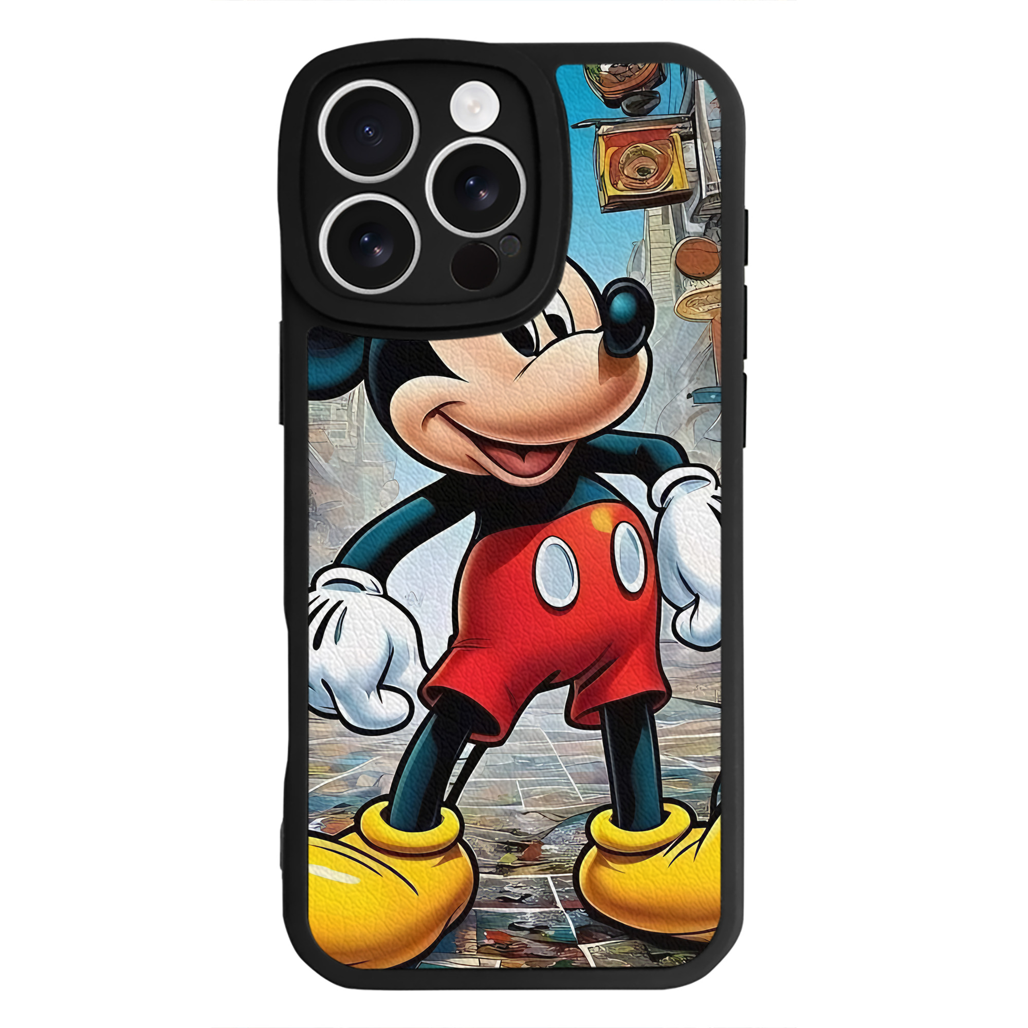 （画像用） ミッキーマウス Mickey Mouse 【iPhone 16シリーズ対応】シリコンスマホケース（レザー調） 材質：シリコン